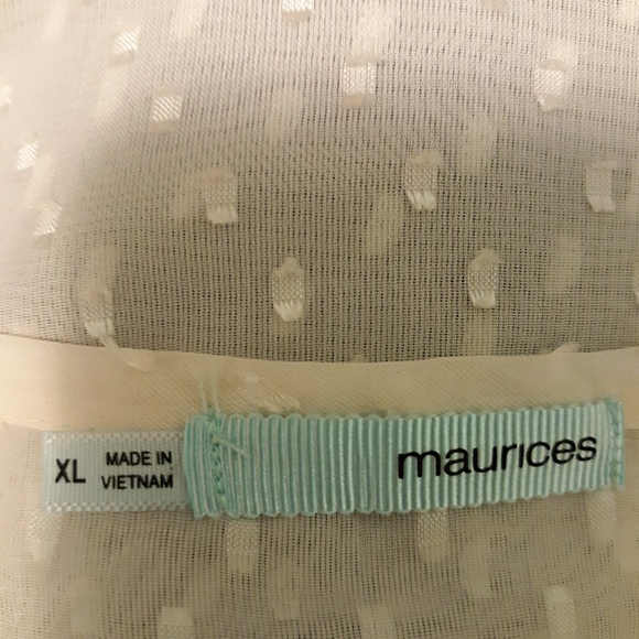 PEASANT/BOHO DOTTY LACE-TRIMMED SHEER BLOUSE , XL - Picture 6 of 6